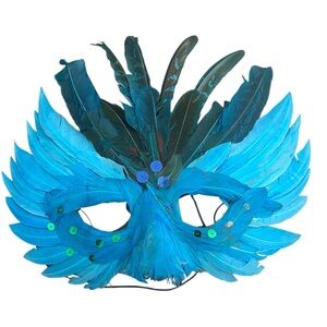 Blue Feather Masquerade Mask